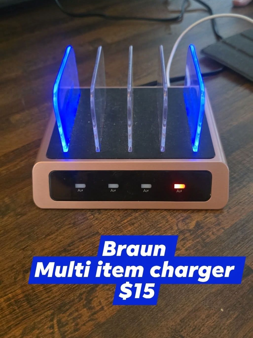 Braun Multi-Device Charging Dock in Silver with Blue LED